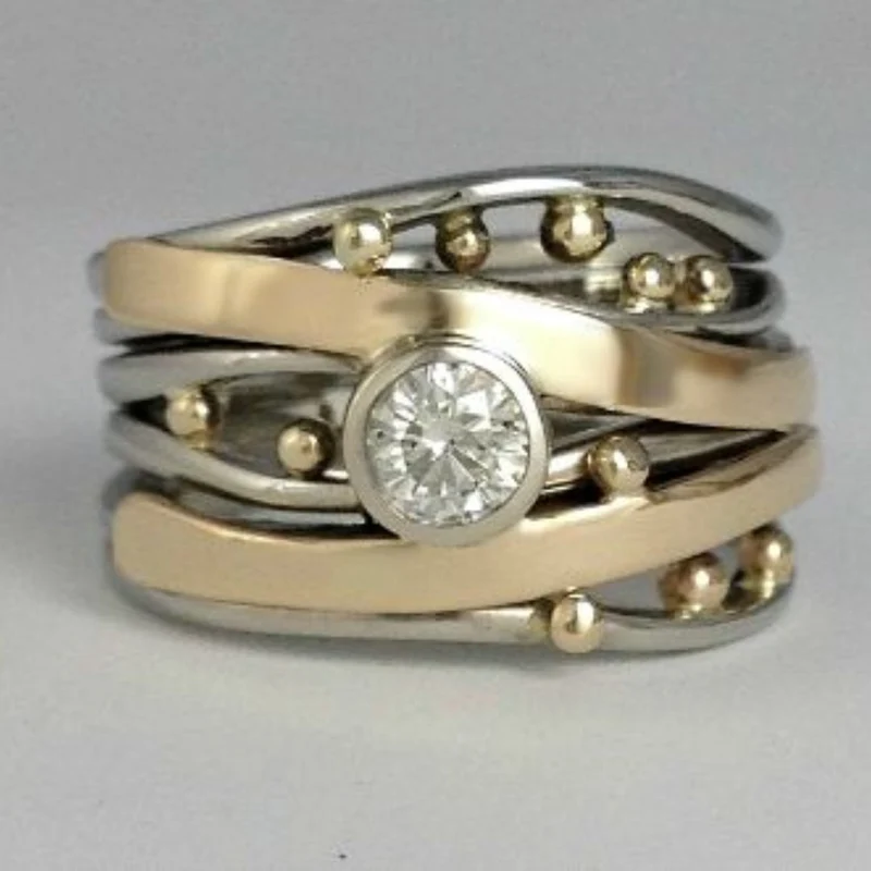 Vintage Gold Intarsien Zirkonia Ring
