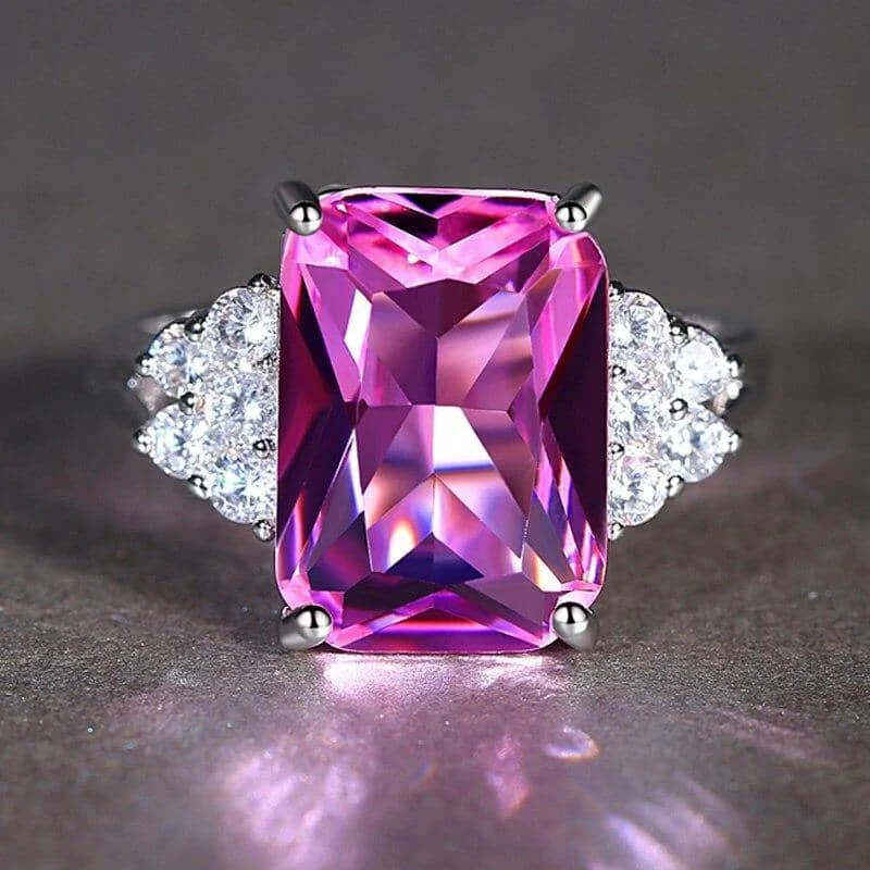 Rosa Ring in Brillantsilber
