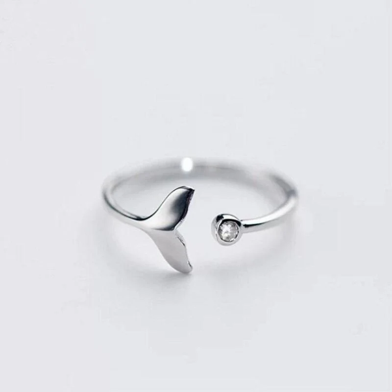 Ring mit Delphinschwanz aus 925er Sterlingsilber und verstellbarem Zirkoniumdioxid