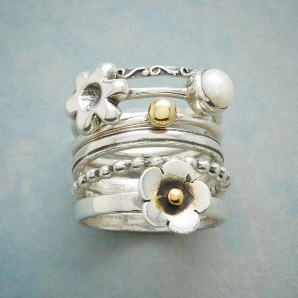 Blume Perlenkette Ring