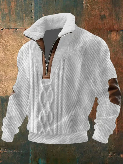 Cassian - Zip-Up Sweater mit hohem, mit Fell besetztem Kragen