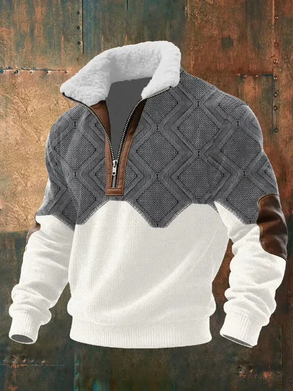 Bram - Zip-Up Sweater mit hohem, mit Fell besetztem Kragen