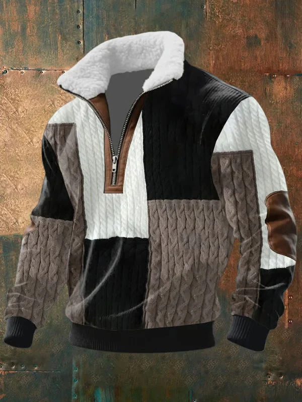 Merrick - Zip-Up Sweater mit hohem, mit Fell besetztem Kragen