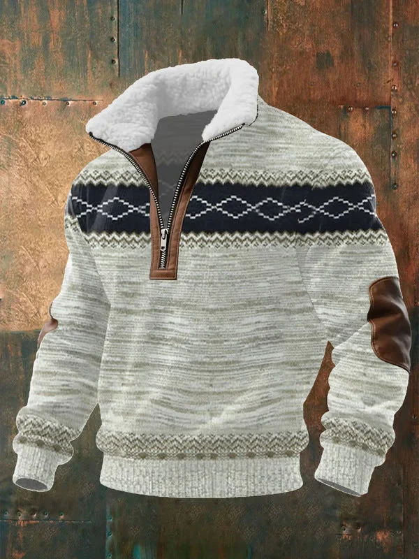 Foster - Zip-Up Pullover mit hohem, fellbesetztem Kragen