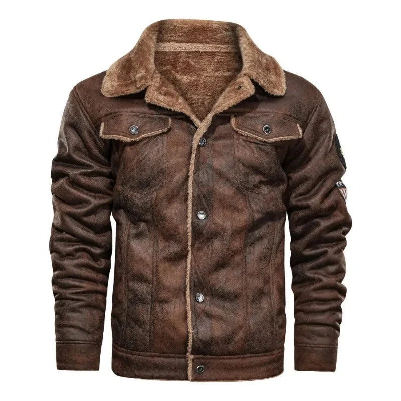 Elegante warme Fleece-Lederjacke