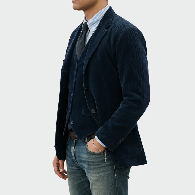 Tommy™ | 2-teiliges Set: Blazer und Weste aus Samt