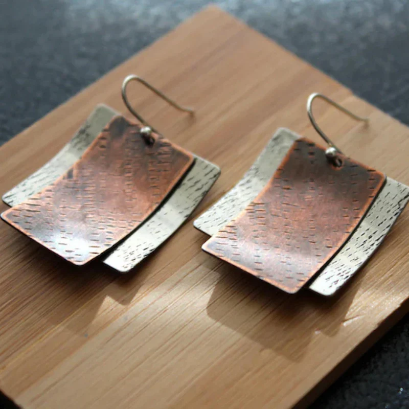 Vintage Bronze Quadratische Ohrringe