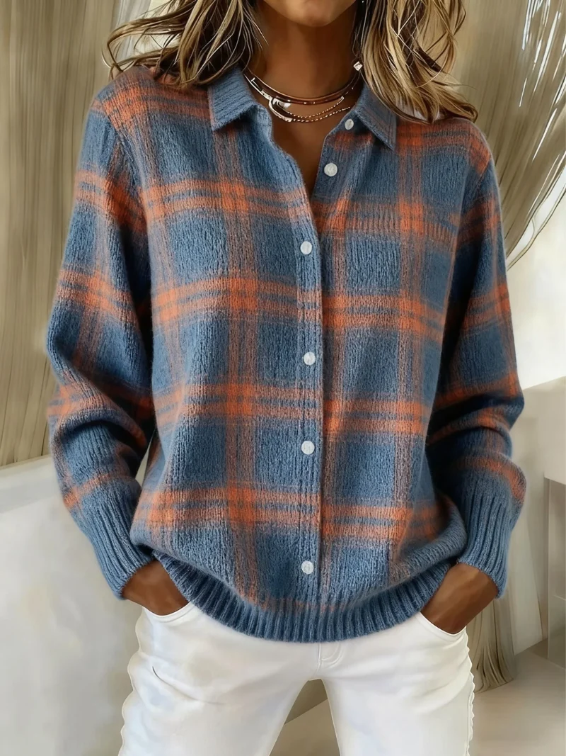 Mira – Strickbluse mit Karomuster