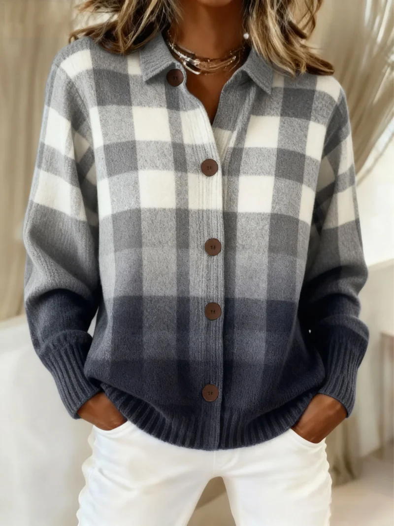 Mara – Kariertes Strickbluse