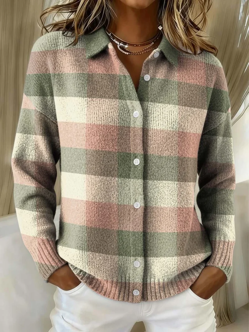 Noor - Karierte Strickbluse