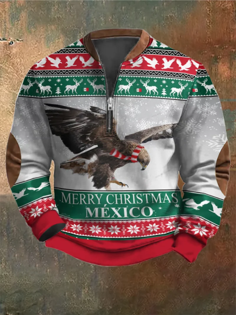 Diego - Weihnachtsstrickpullover mit Adlerdruck