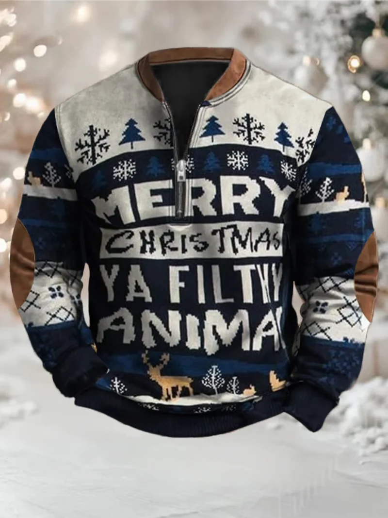 Ralph - Weihnachtsstrickpullover mit Reißverschlusskragen