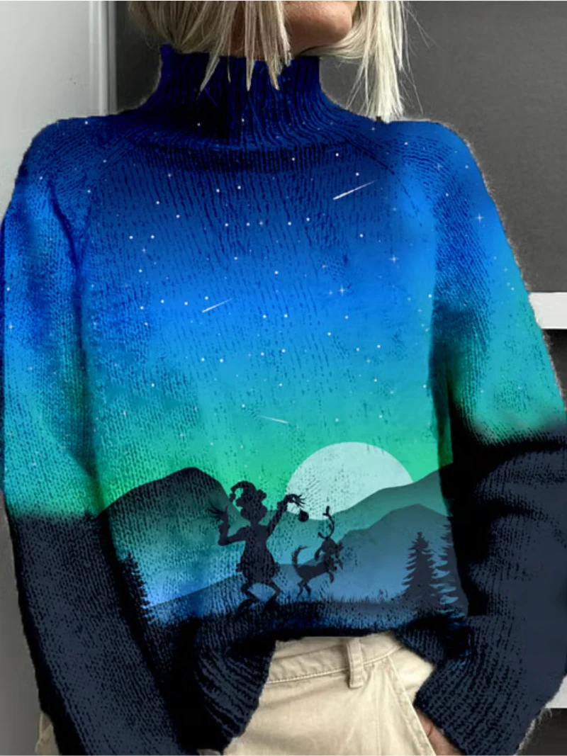 Fenna - Winterpullover mit Nachthimmel und Rehen