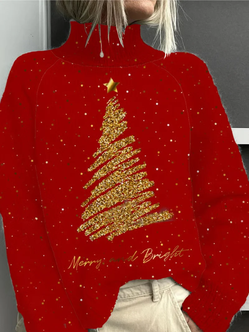 Sara - Weihnachtspullover mit goldenem Weihnachtsbaum