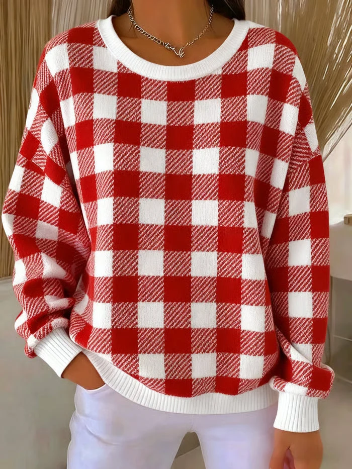 Tess - Strickpullover mit Karomuster