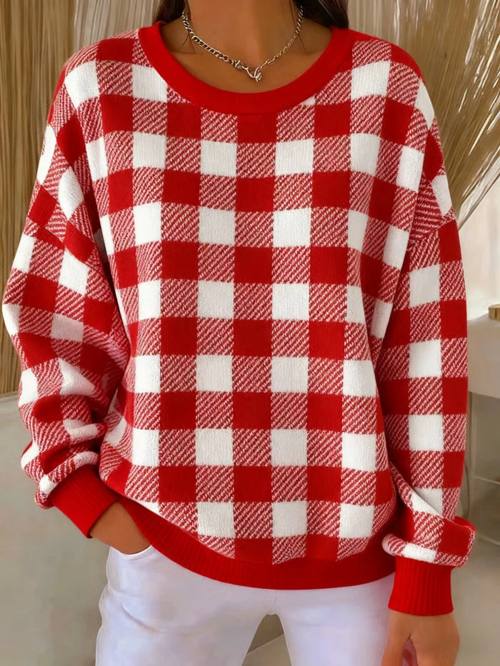 Tess - Strickpullover mit Karomuster