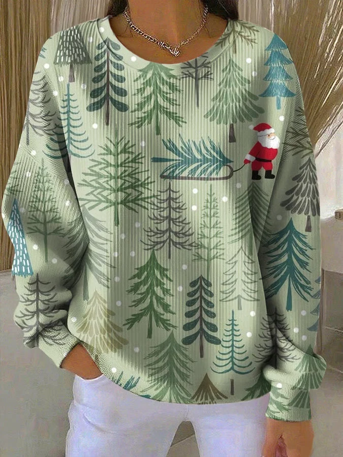Fenna - Weihnachtsstrickpullover mit Tannendruck