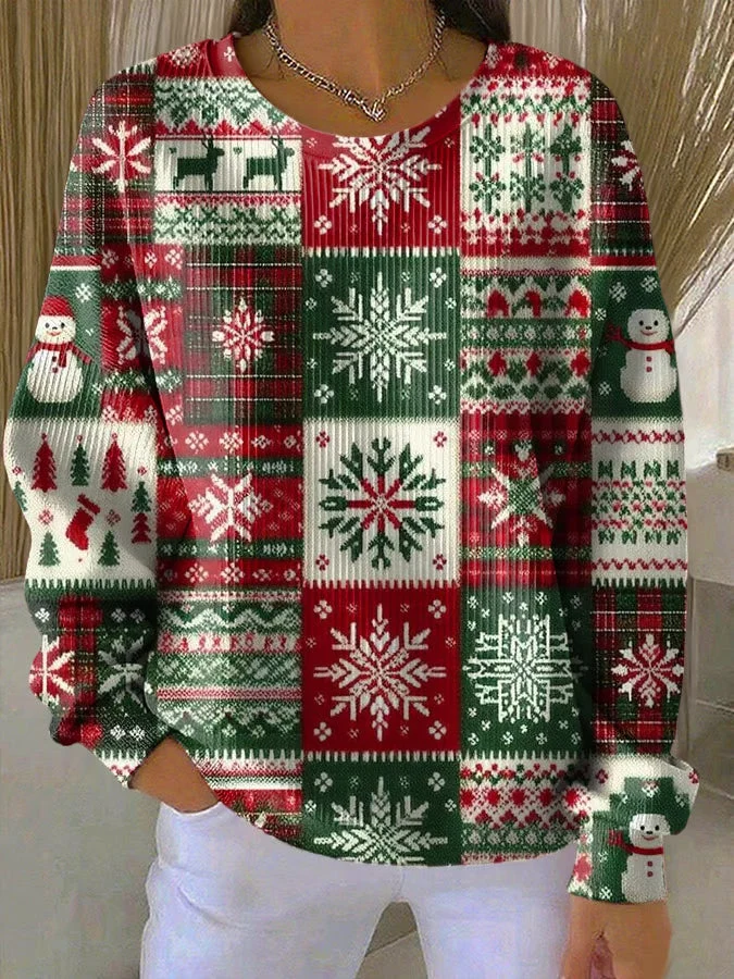 Rosa - Weihnachts-Pullover mit Wintermotiv