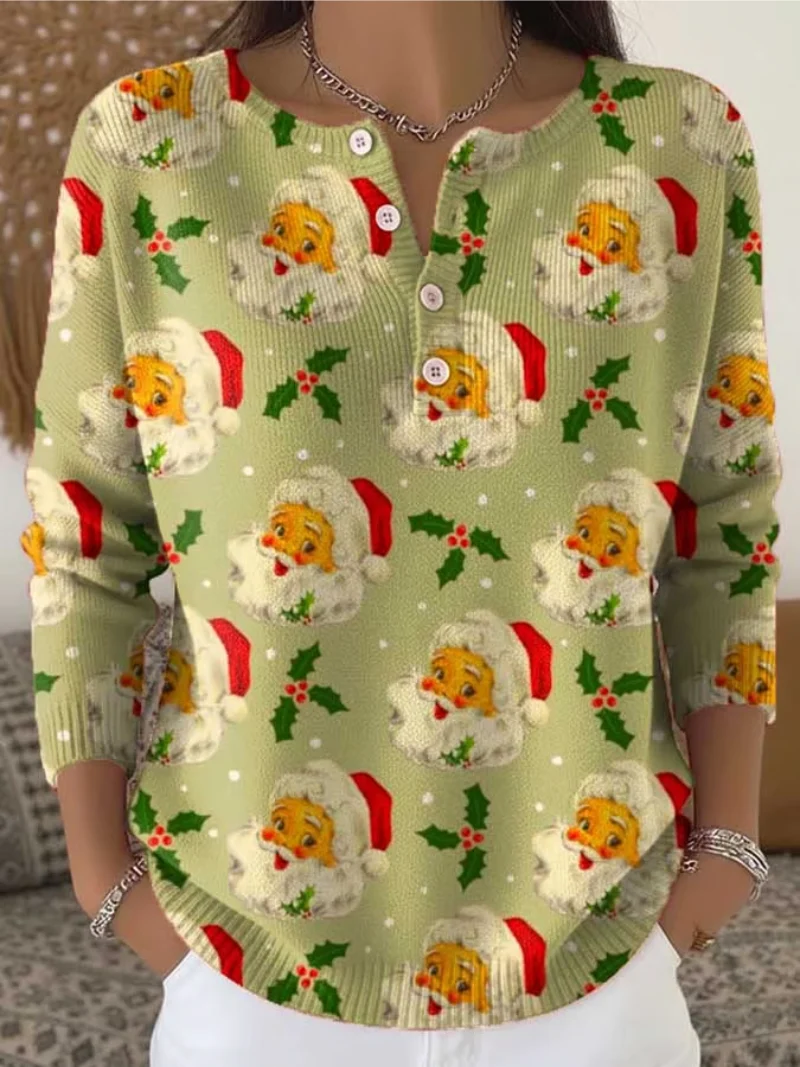Mary – Weihnachts-Pullover mit Weihnachtsmann-Print