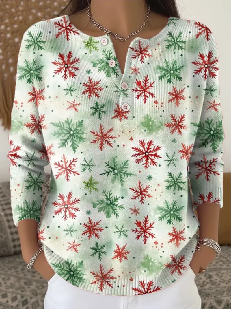 Sofie - Weihnachts-Pullover mit Schneeflockenprint