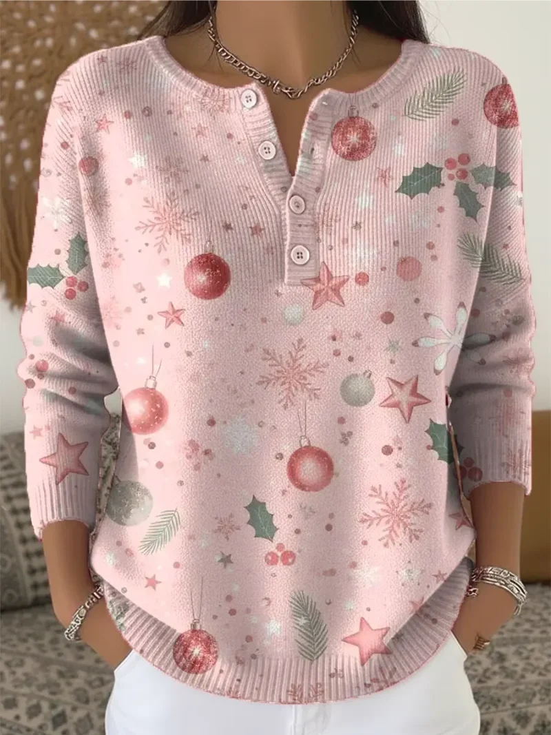 Elena – Weihnachtsstrickpullover mit Knöpfen