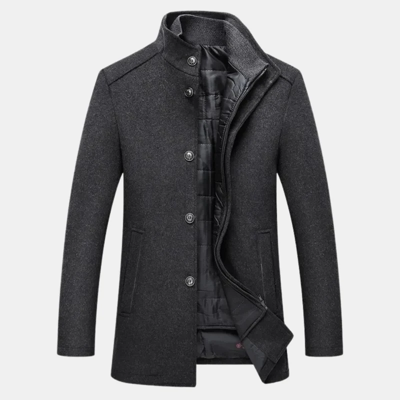 Eleganter Wollmantel mit Stehkragen für Herren