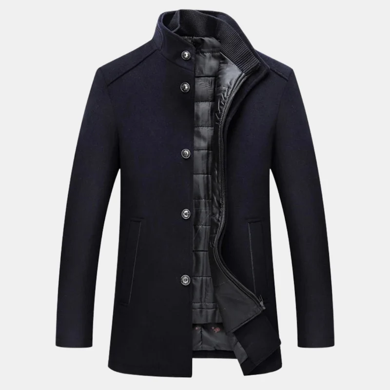 Eleganter Wollmantel mit Stehkragen für Herren