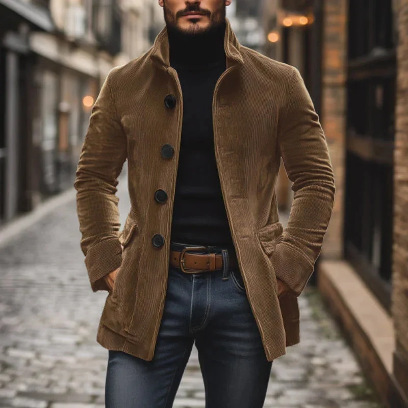 Elegante Cordjacke mit Hohem Kragen für Stil