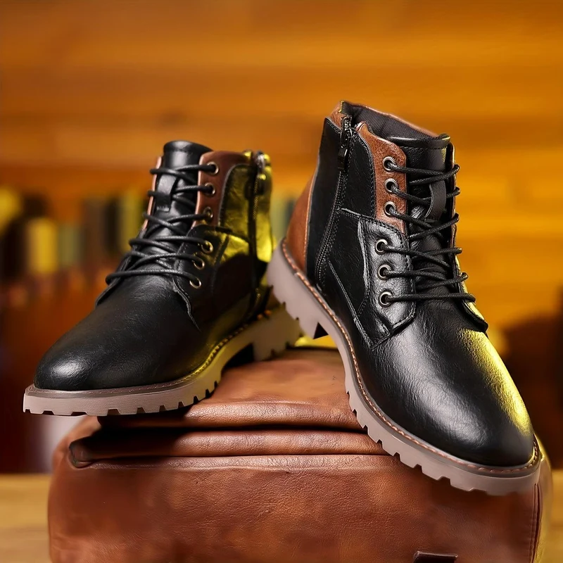 Elegante Lederstiefel mit seitlichem Reißverschluss