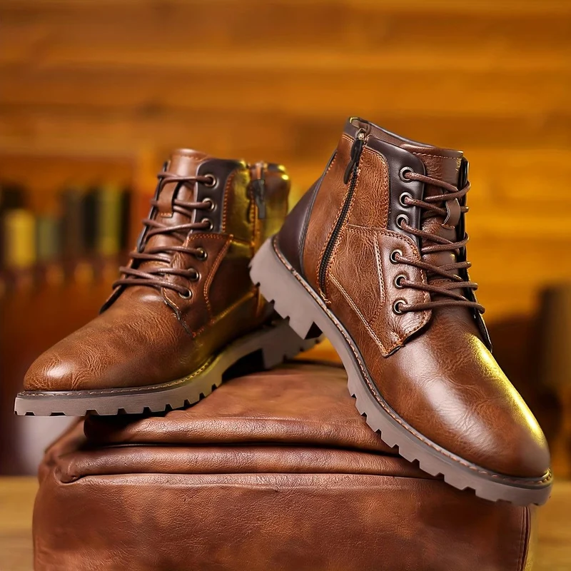 Elegante Lederstiefel mit seitlichem Reißverschluss