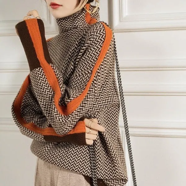 Malou™ | Hochkragenpullover mit bold Streifen