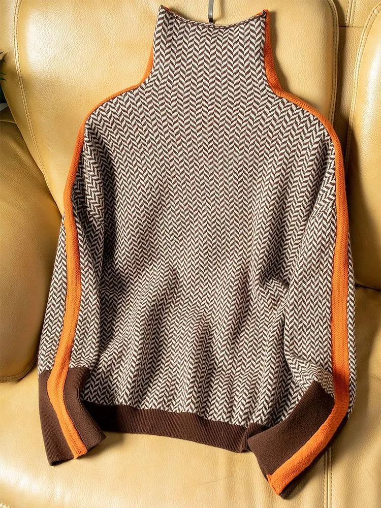 Malou™ | Hochkragenpullover mit bold Streifen
