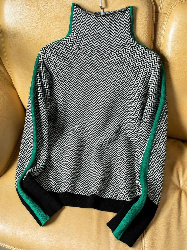 Malou™ | Hochkragenpullover mit bold Streifen