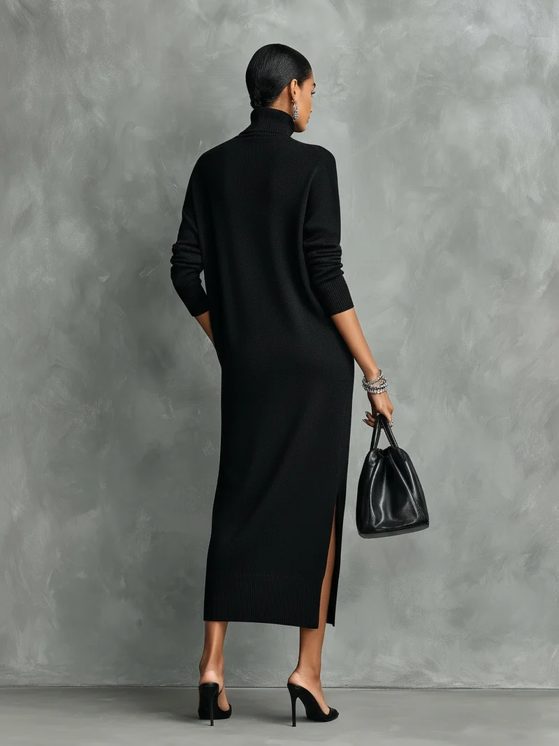 Ida | Damen Herbst Kleid Rollkragen Midi
