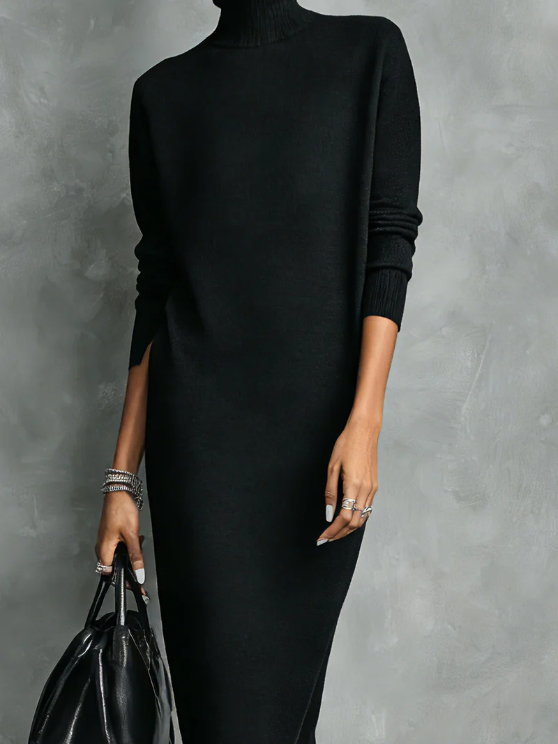Ida | Damen Herbst Kleid Rollkragen Midi