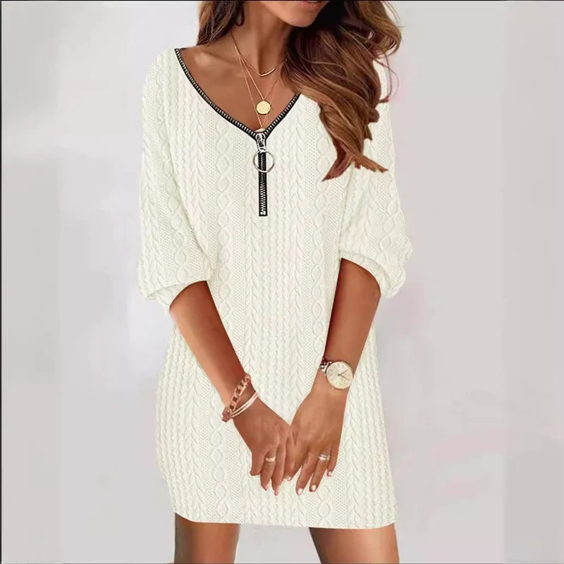 Marlene | Damen Mini Strickkleid im Kabelstrick