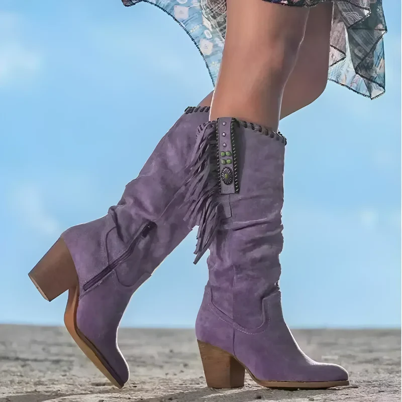 Elisa | Damen Wildleder Stiefel im Western-Stil für Herbst