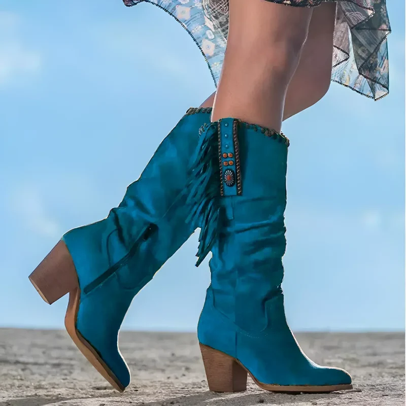 Elisa | Damen Wildleder Stiefel im Western-Stil für Herbst