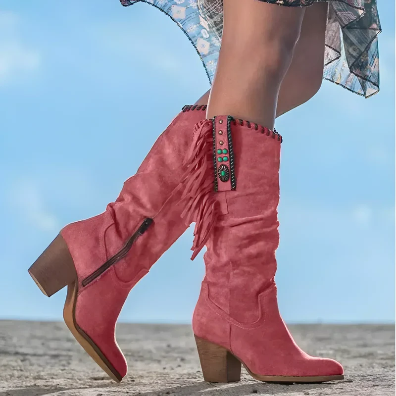 Elisa | Damen Wildleder Stiefel im Western-Stil für Herbst