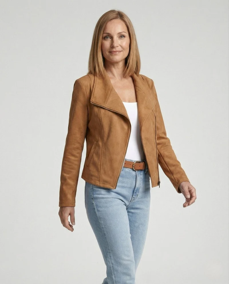 Alina | Kunstleder Kurze Jacke Damen im Biker-Stil