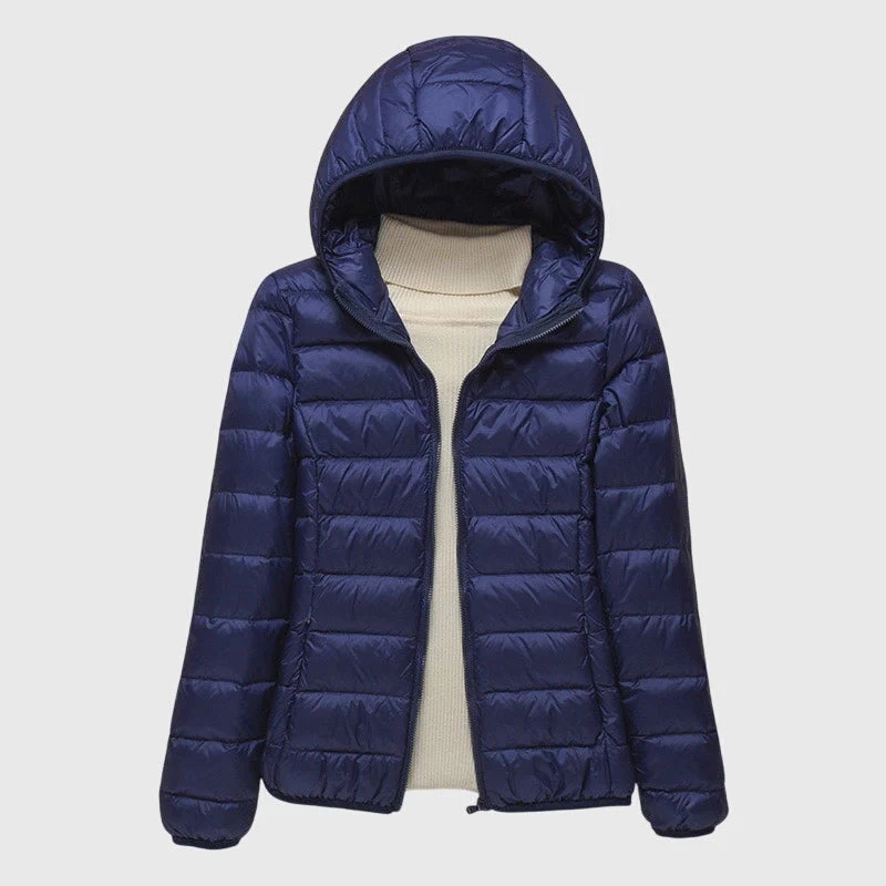 Julia | Damen Pufferjacke mit Wickelbund und hohem Kragen