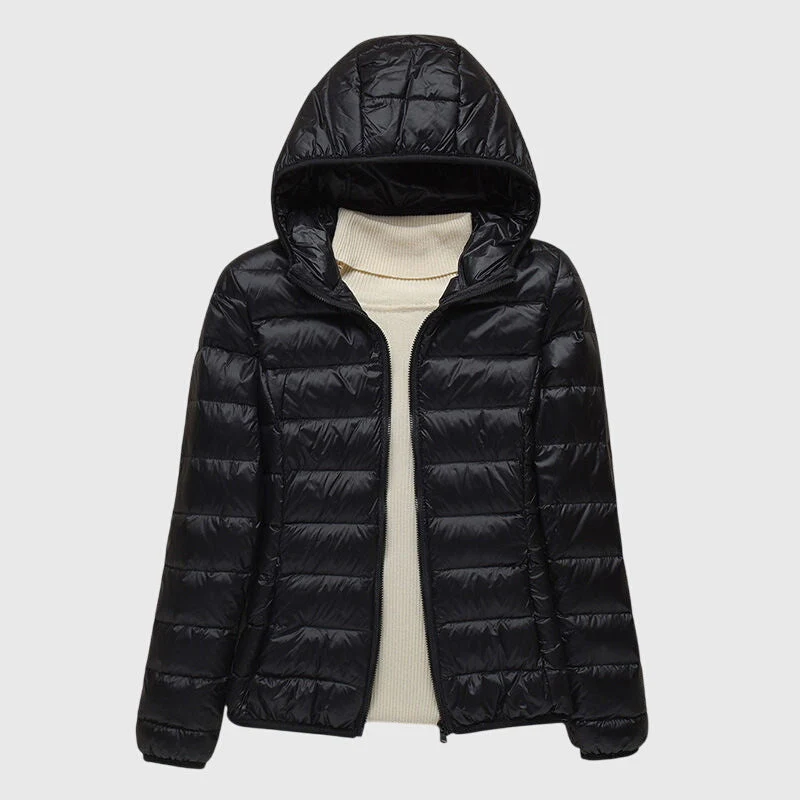 Julia | Damen Pufferjacke mit Wickelbund und hohem Kragen