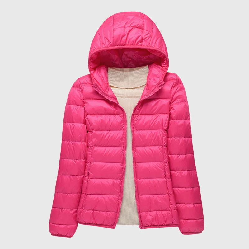 Julia | Damen Pufferjacke mit Wickelbund und hohem Kragen