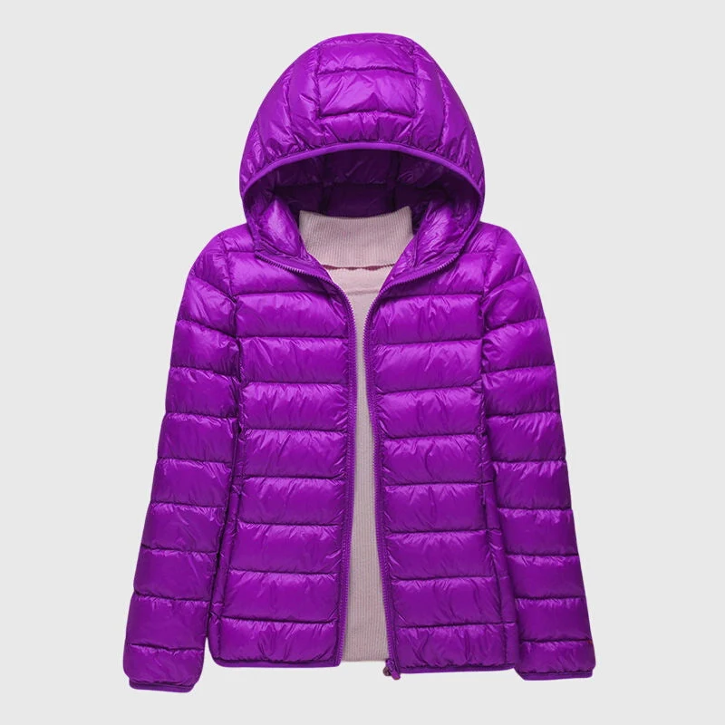 Julia | Damen Pufferjacke mit Wickelbund und hohem Kragen