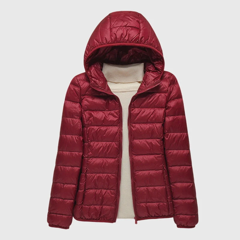Julia | Damen Pufferjacke mit Wickelbund und hohem Kragen