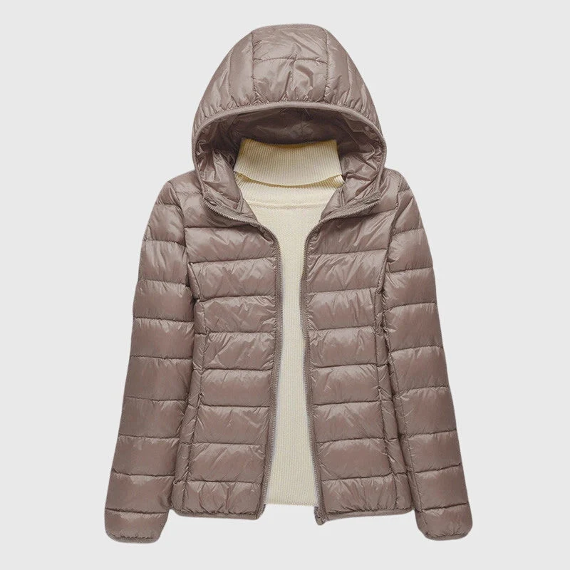 Julia | Damen Pufferjacke mit Wickelbund und hohem Kragen