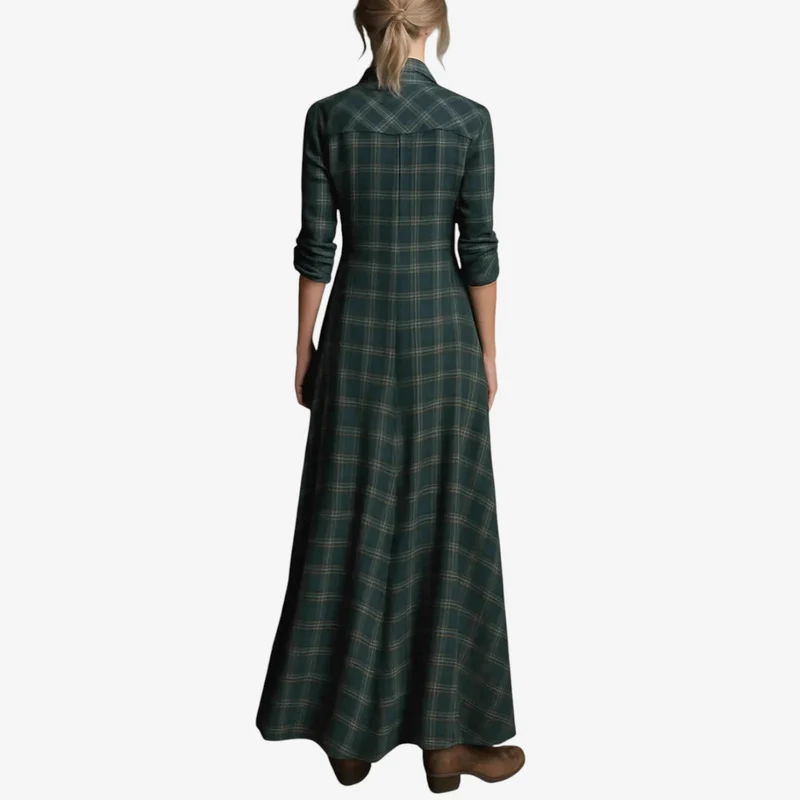 Charlotte | Damen Klassisches Herbstkleid Midilänge im Hemdblusen-Schnitt