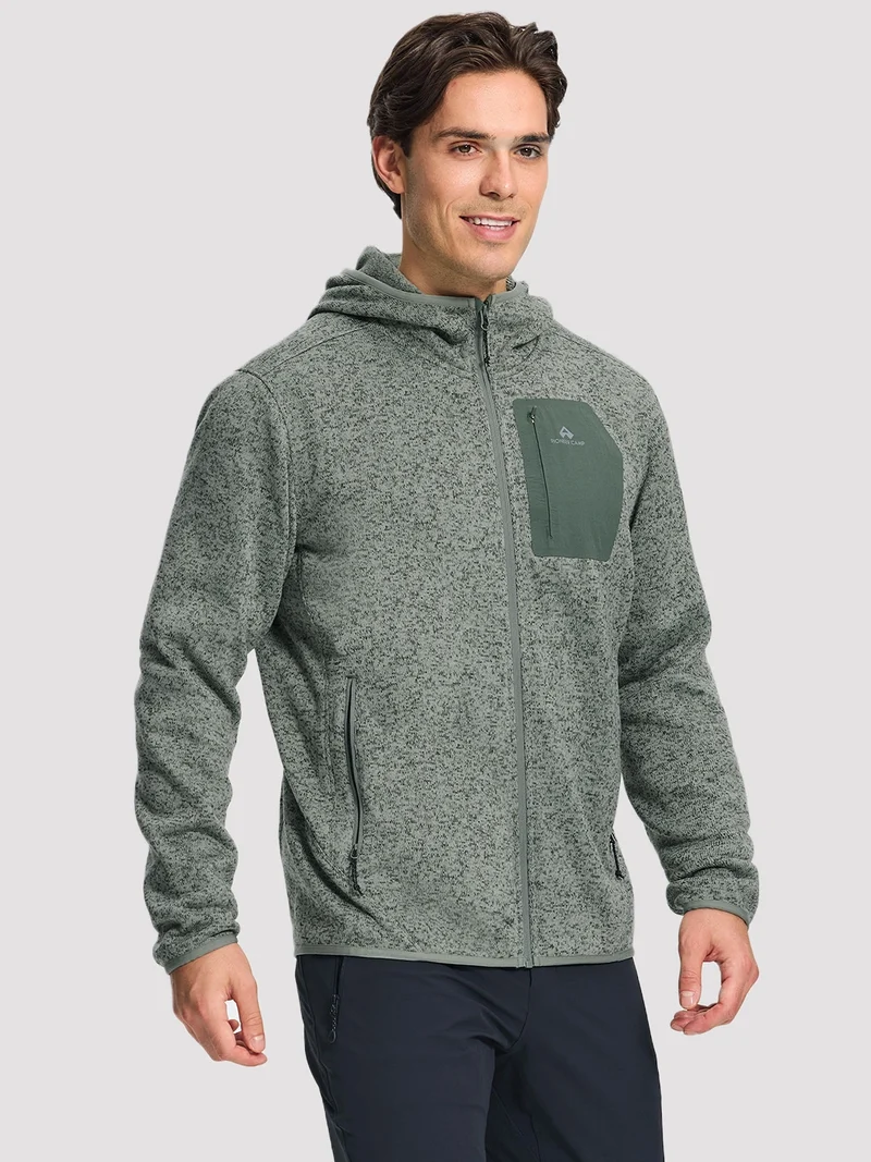 Men's 340g Knitted Fleece Full-Zip Hooded Jacket
