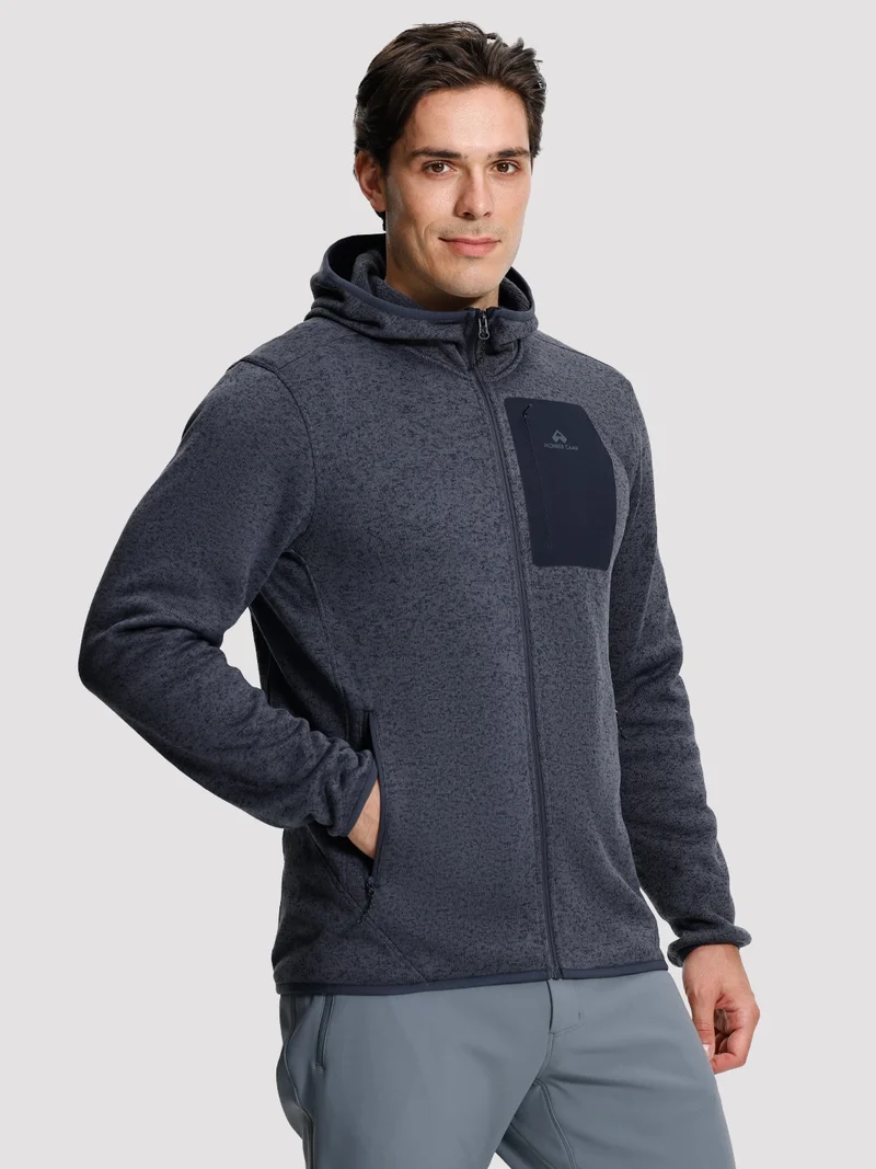Men's 340g Knitted Fleece Full-Zip Hooded Jacket