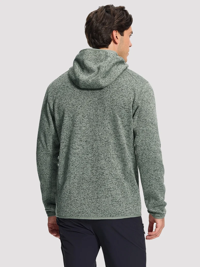 Men's 340g Knitted Fleece Full-Zip Hooded Jacket